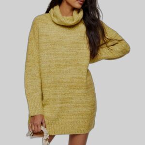 Topshop Oversized Roll Neck Sweater Dress Green Size 8–10 NWOT